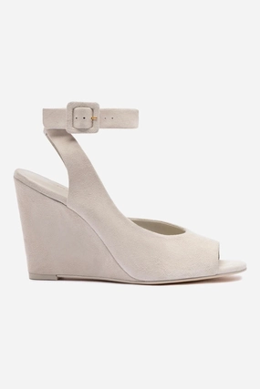 Sexy Shoe Designs Deena By Larroud?? Wedge Sandal In Mushroom Grey Suede Light Arch