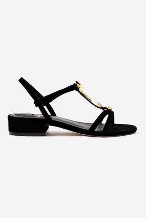 Stylish Padding Shelly Flat Sandal In Black Suede