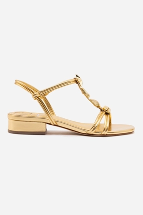 Easy Fit Shoes Shelly Flat Sandal In Gold Metallic Leather