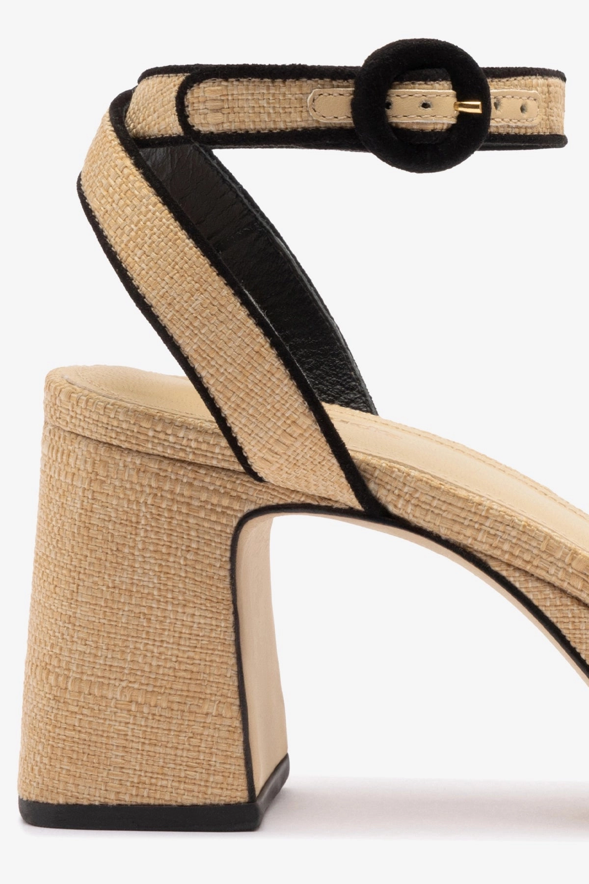 Shock Absorbing Midsole Dolly Low Sandal In Beige Raffia and Black Trimming Urban Chill Comfy Wear