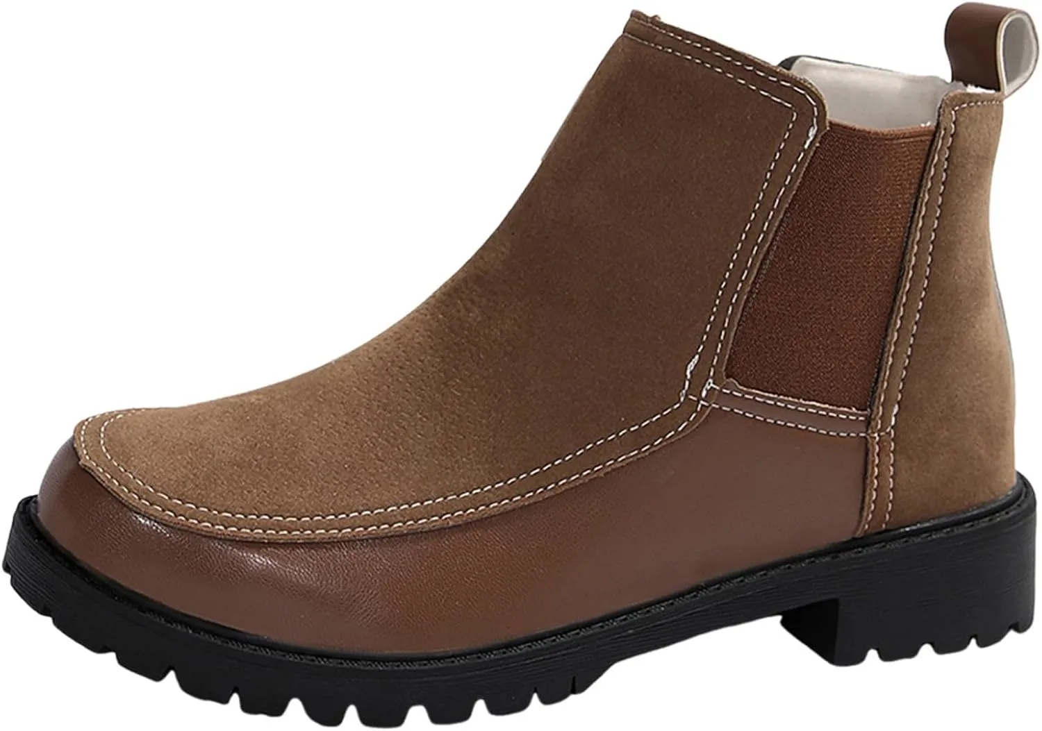 Short Chunky Heels Women Boots Combat Boots Womens with HeelCombat Round Toe Chunky Heel Fashion Elastic Sleeve
