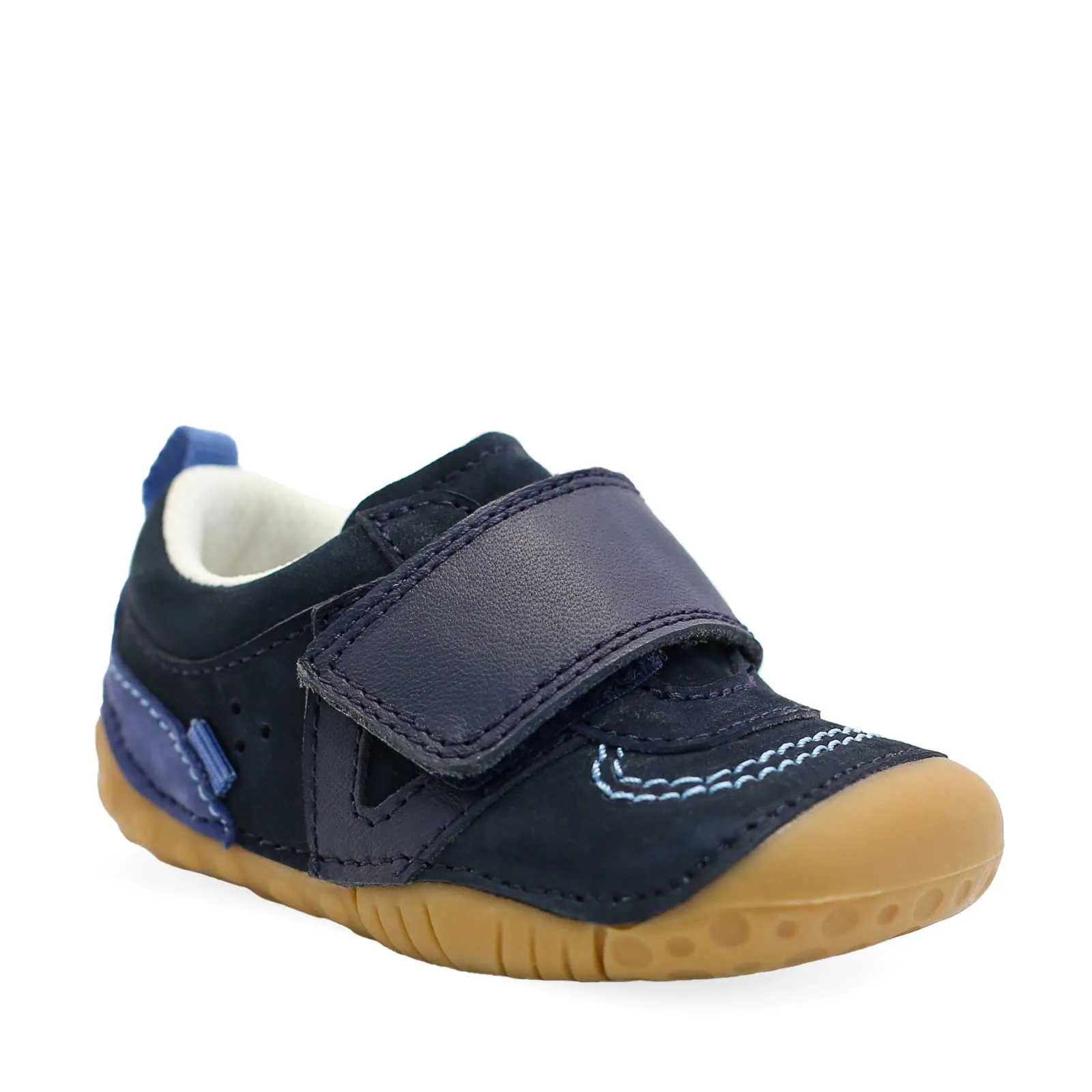 Shuffle Navy Nubuk Leather Riptape Pre-walker Shoe