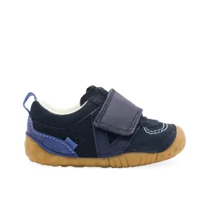Shuffle Navy Nubuk Leather Riptape Pre-walker Shoe