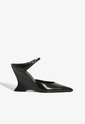 Gold Shine Siena Buckle Mule Leather Pump
