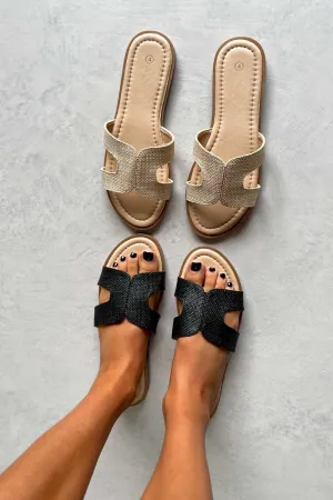 SIENNA Gladiator Slider Sandals - Black