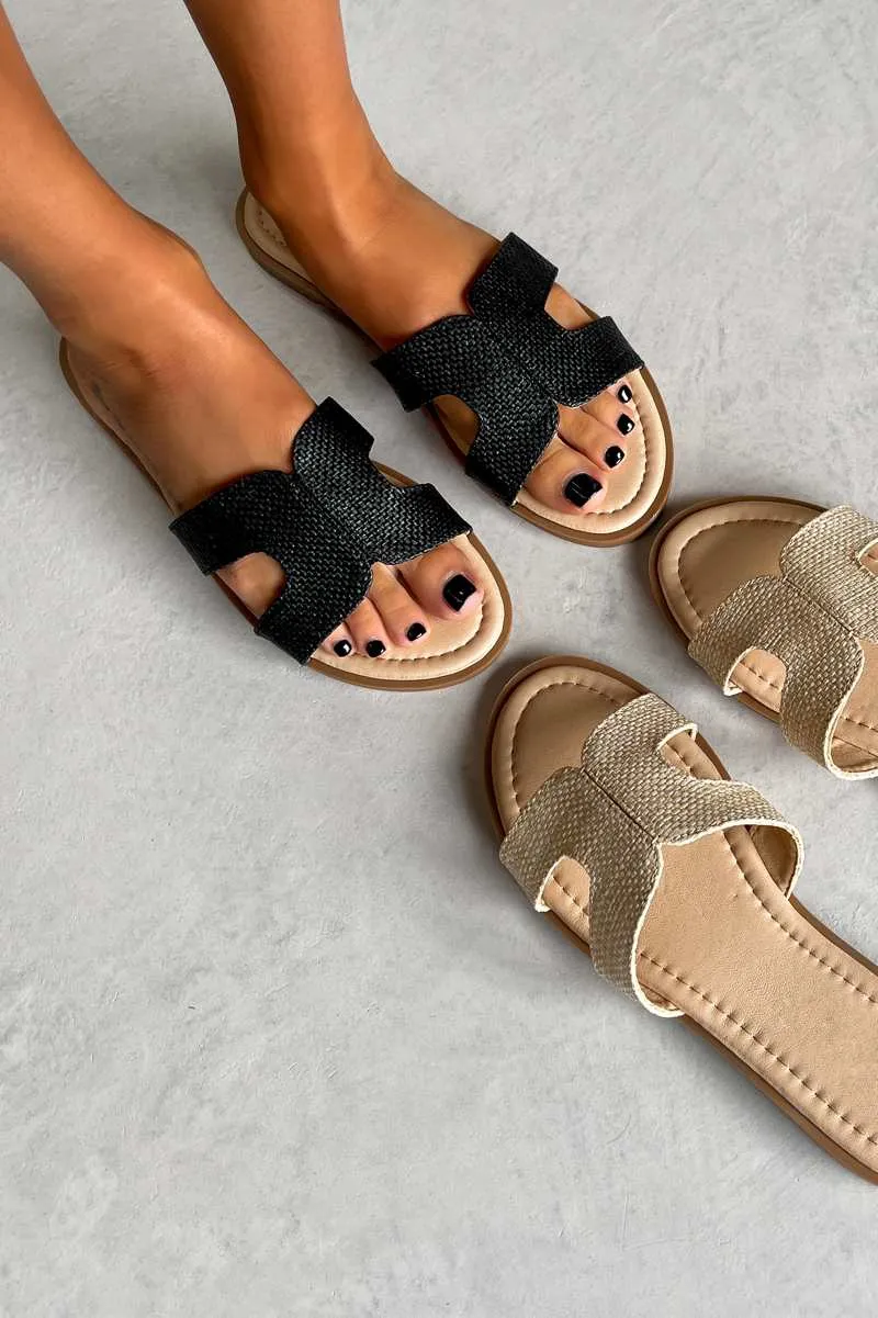 SIENNA Gladiator Slider Sandals - Black