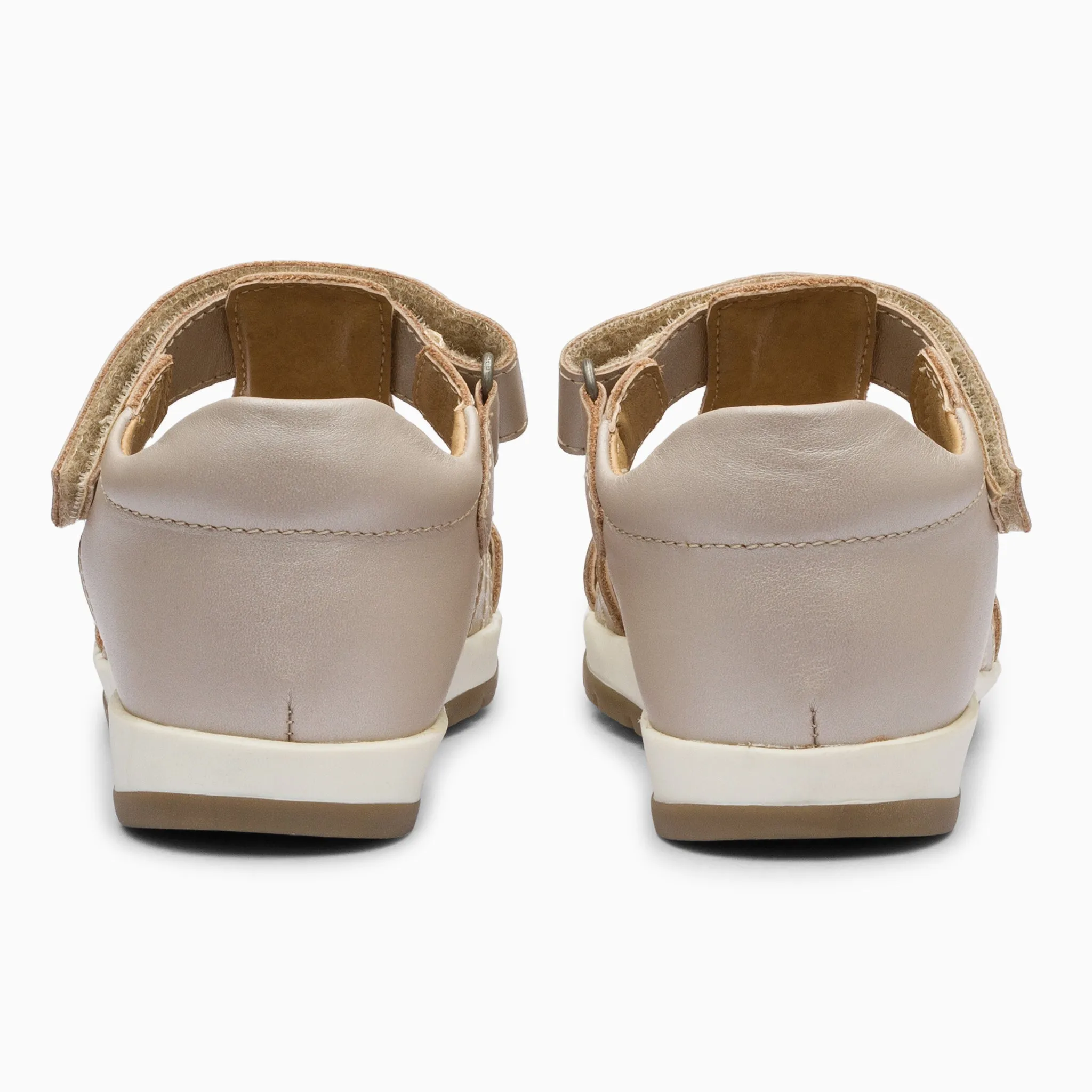 Single Strap Trio Kids Leather Sandals - White Haze