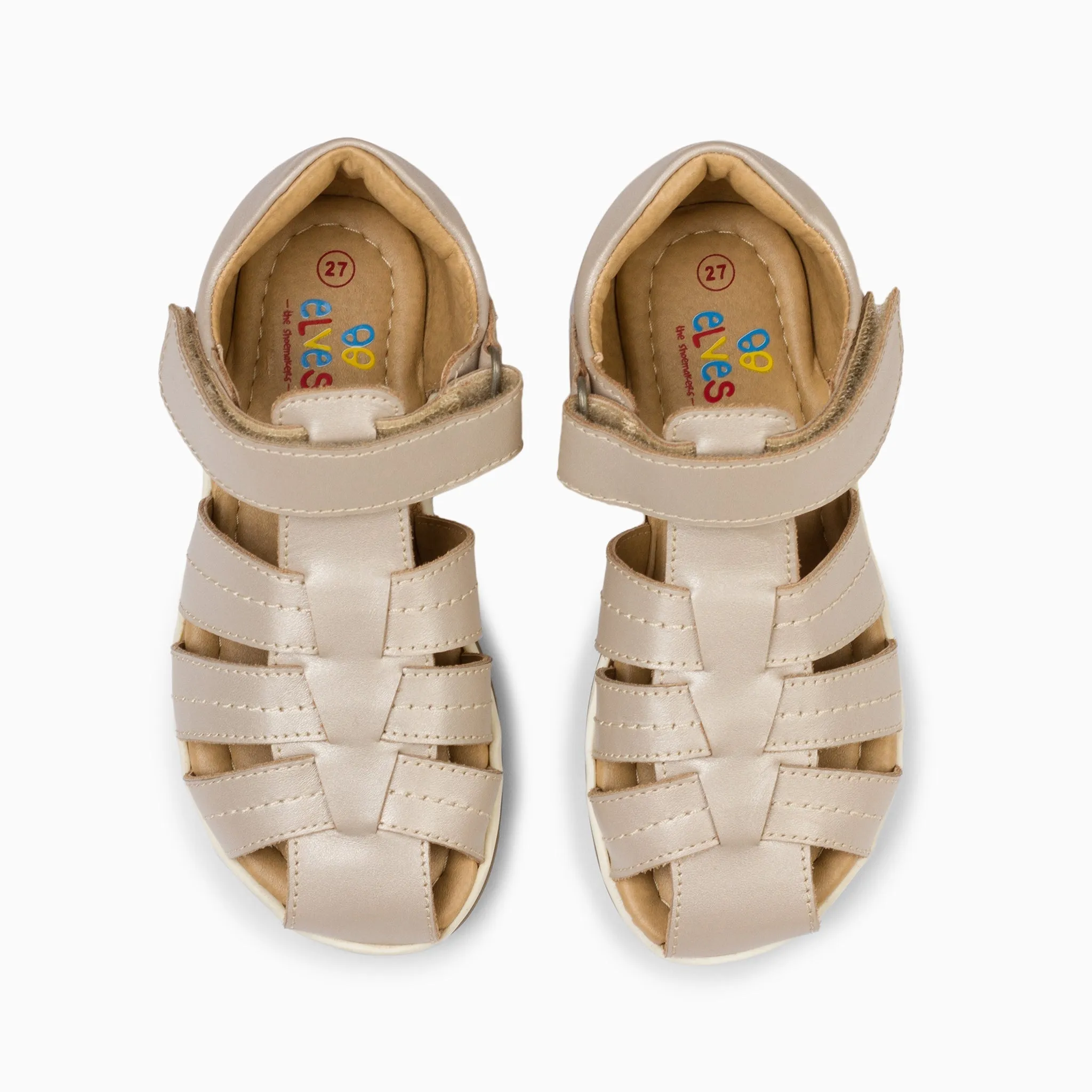 Single Strap Trio Kids Leather Sandals - White Haze