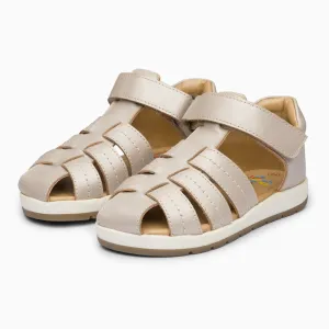 Single Strap Trio Kids Leather Sandals - White Haze