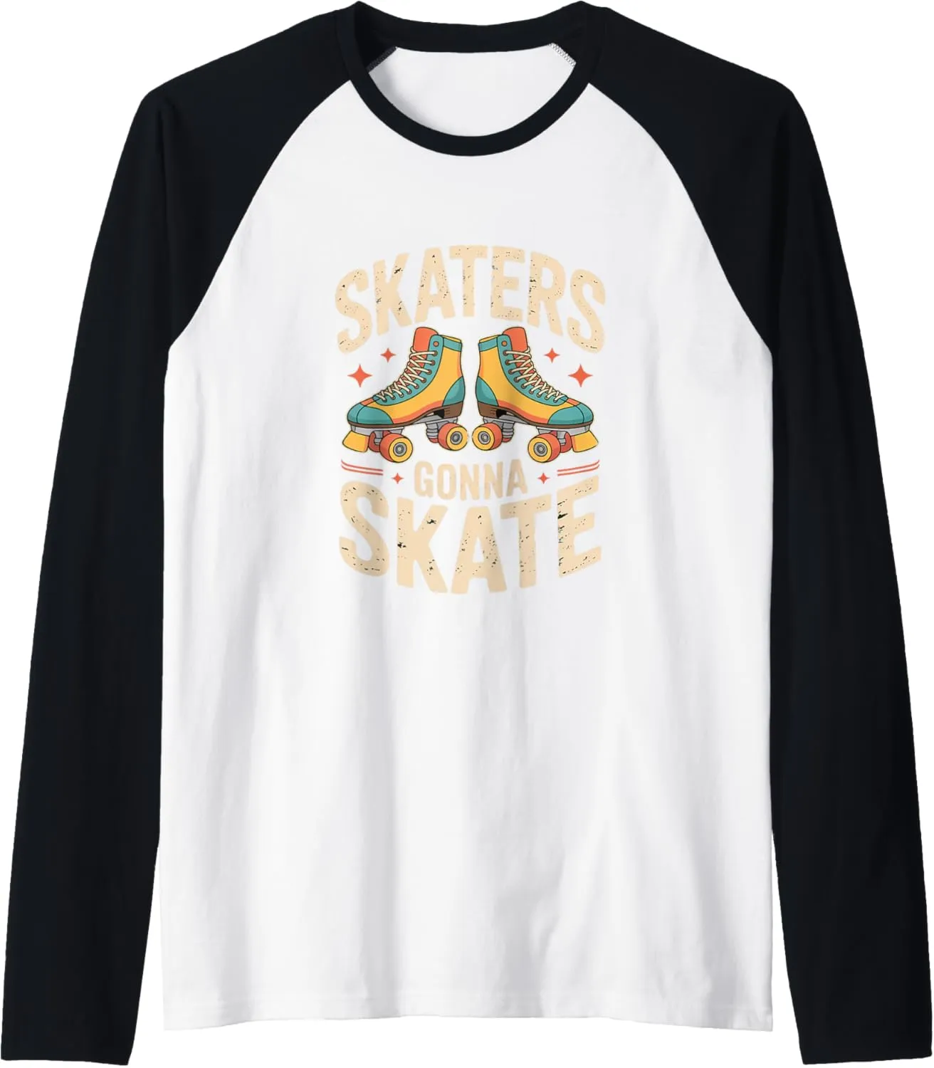 Skaters Gonna Skate Roller Skate Shoes Roller Skating Raglan Baseball Tee