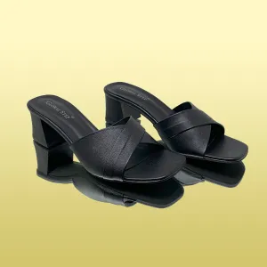 Sleek Black Block-Heeled Sandals