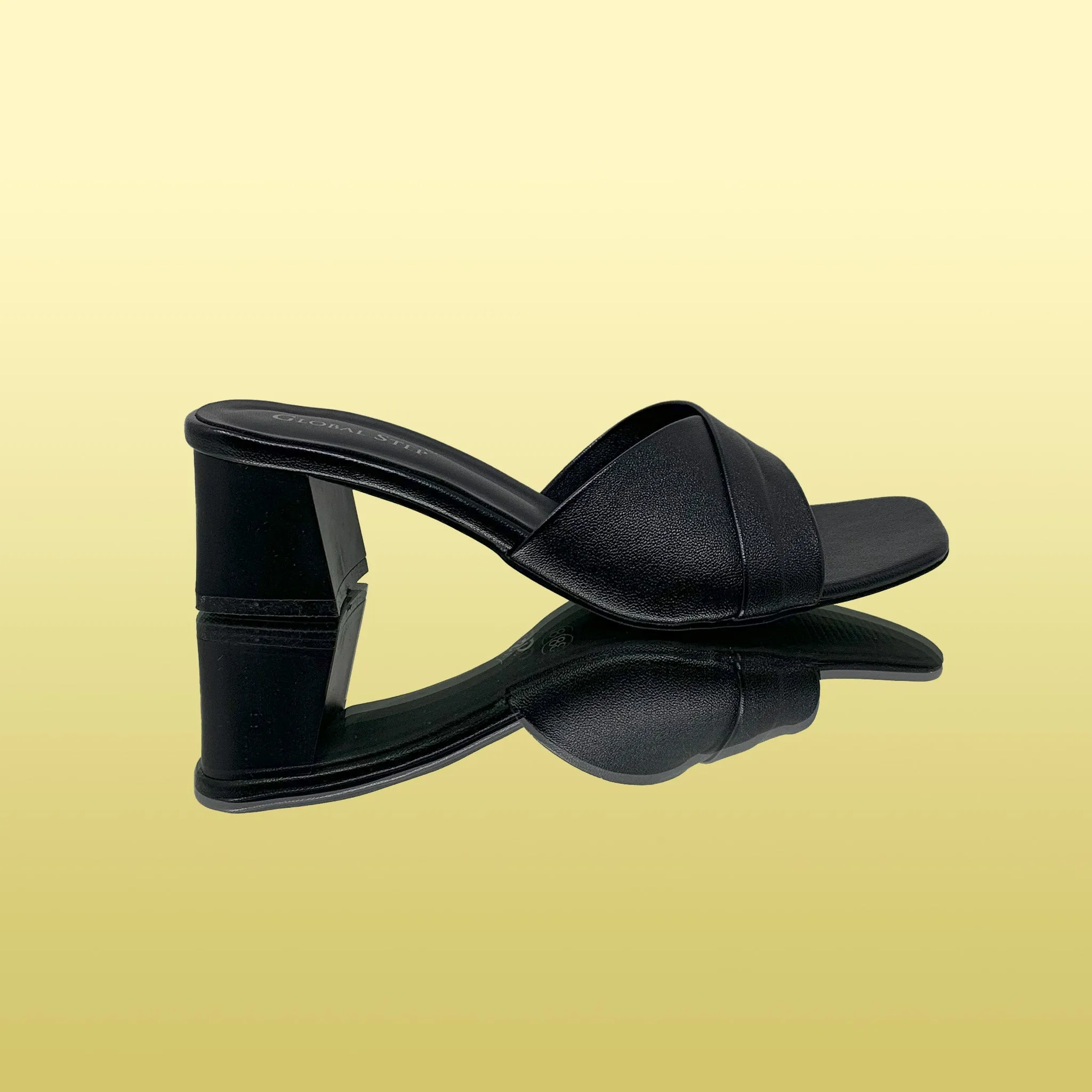 Sleek Black Block-Heeled Sandals