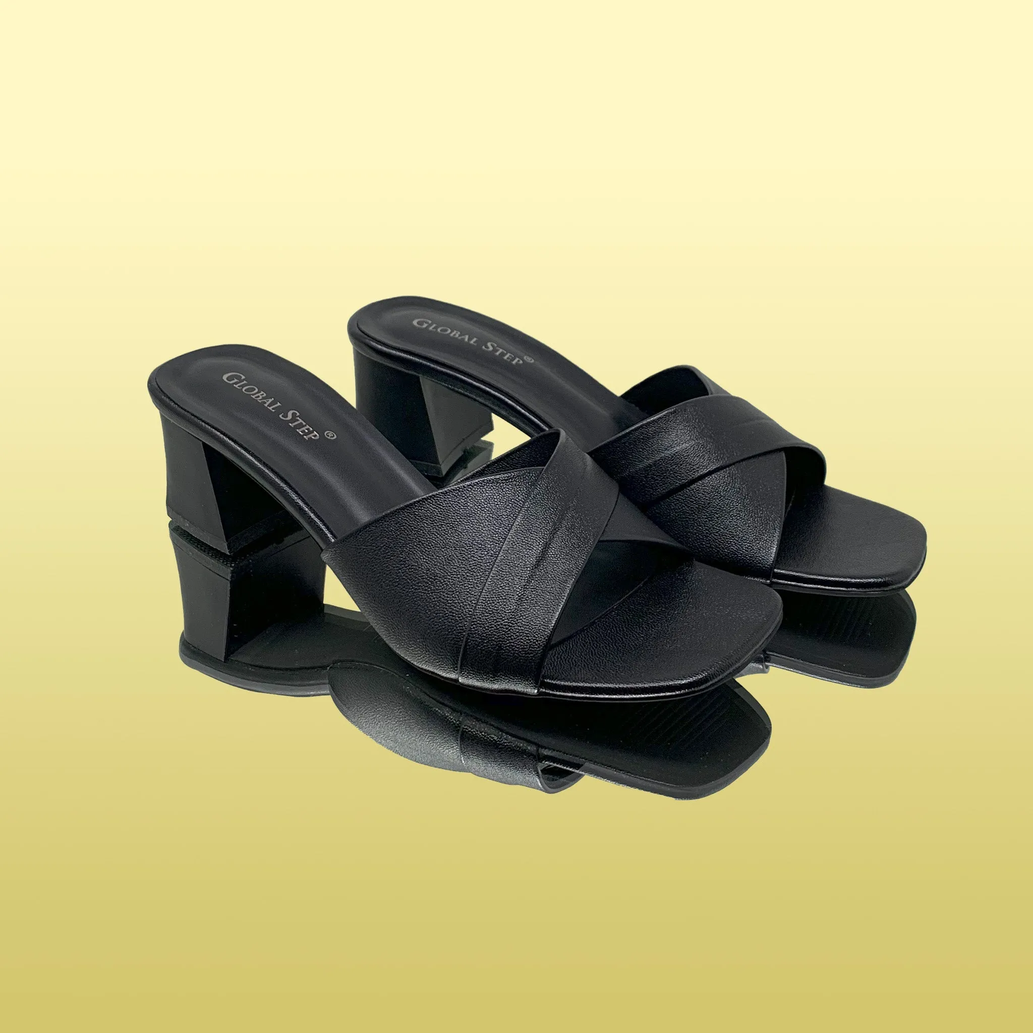 Sleek Black Block-Heeled Sandals