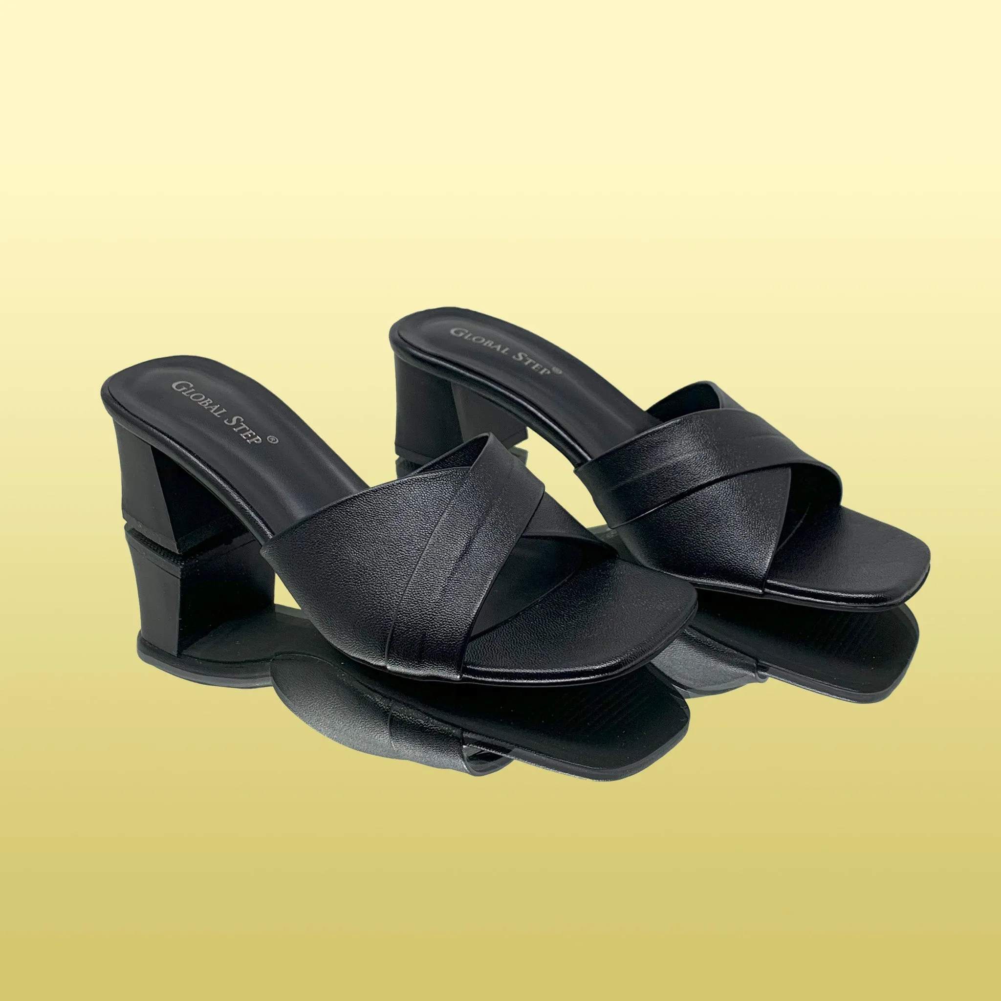 Sleek Black Block-Heeled Sandals