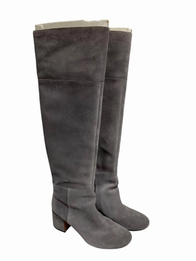Ultimate Style Premium Quality Boots Knee Heels By Clarks In Grey, Size: 8.5