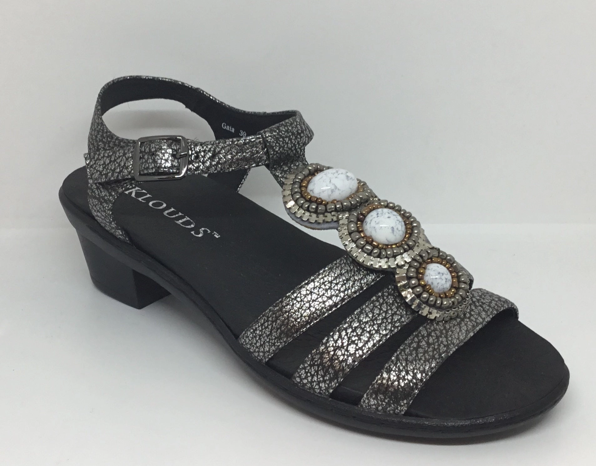 Klouds Gaia Pewter Leather Delicate Heel All-Purpose Wear