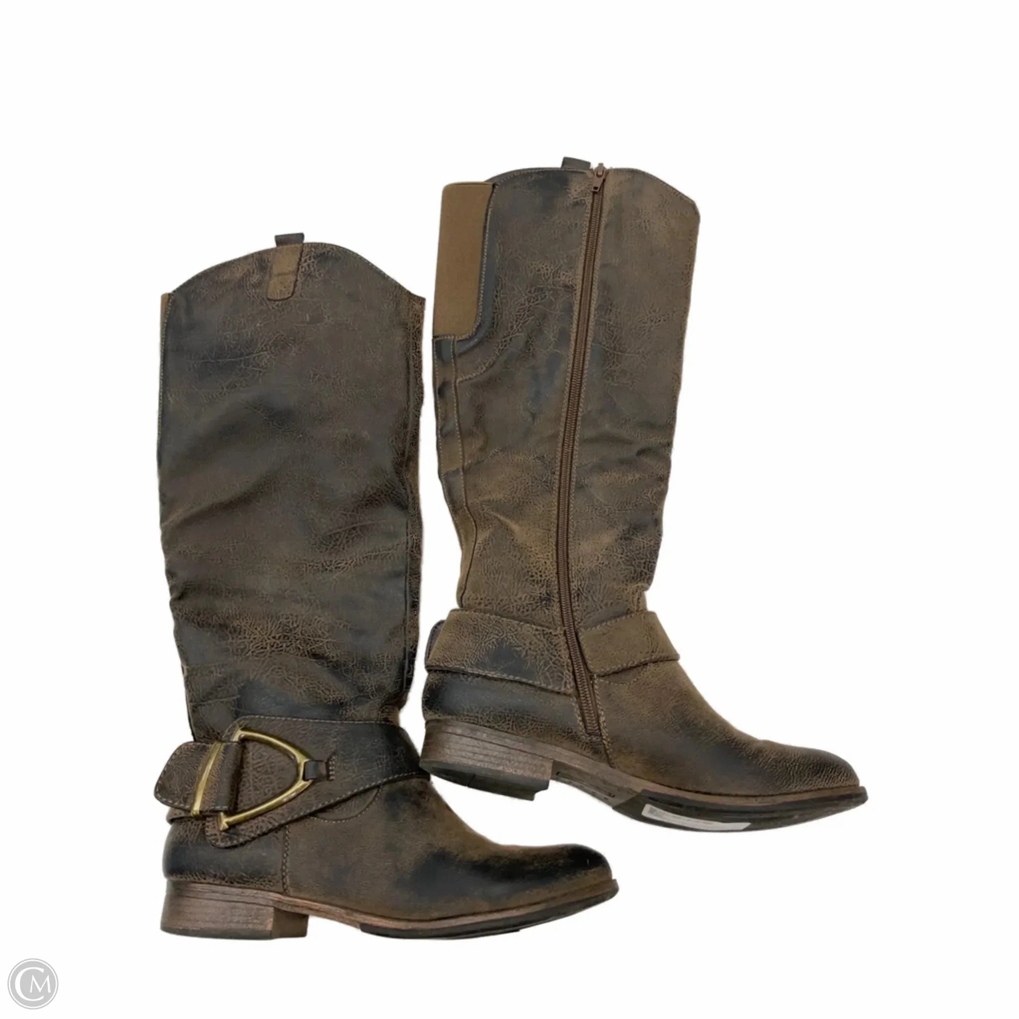 Boots Knee Flats By Crown Vintage In Brown, Size: 7 Storm Wear