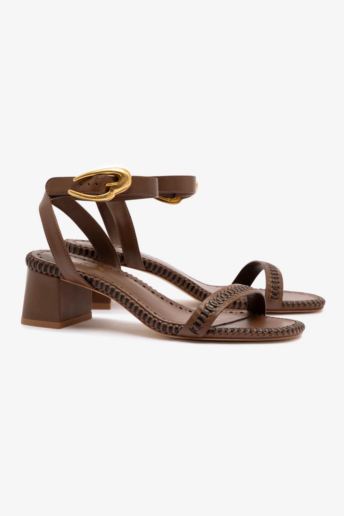 Breath Mesh Smooth Pad Verona Block Sandal In Burnt Umber Leather