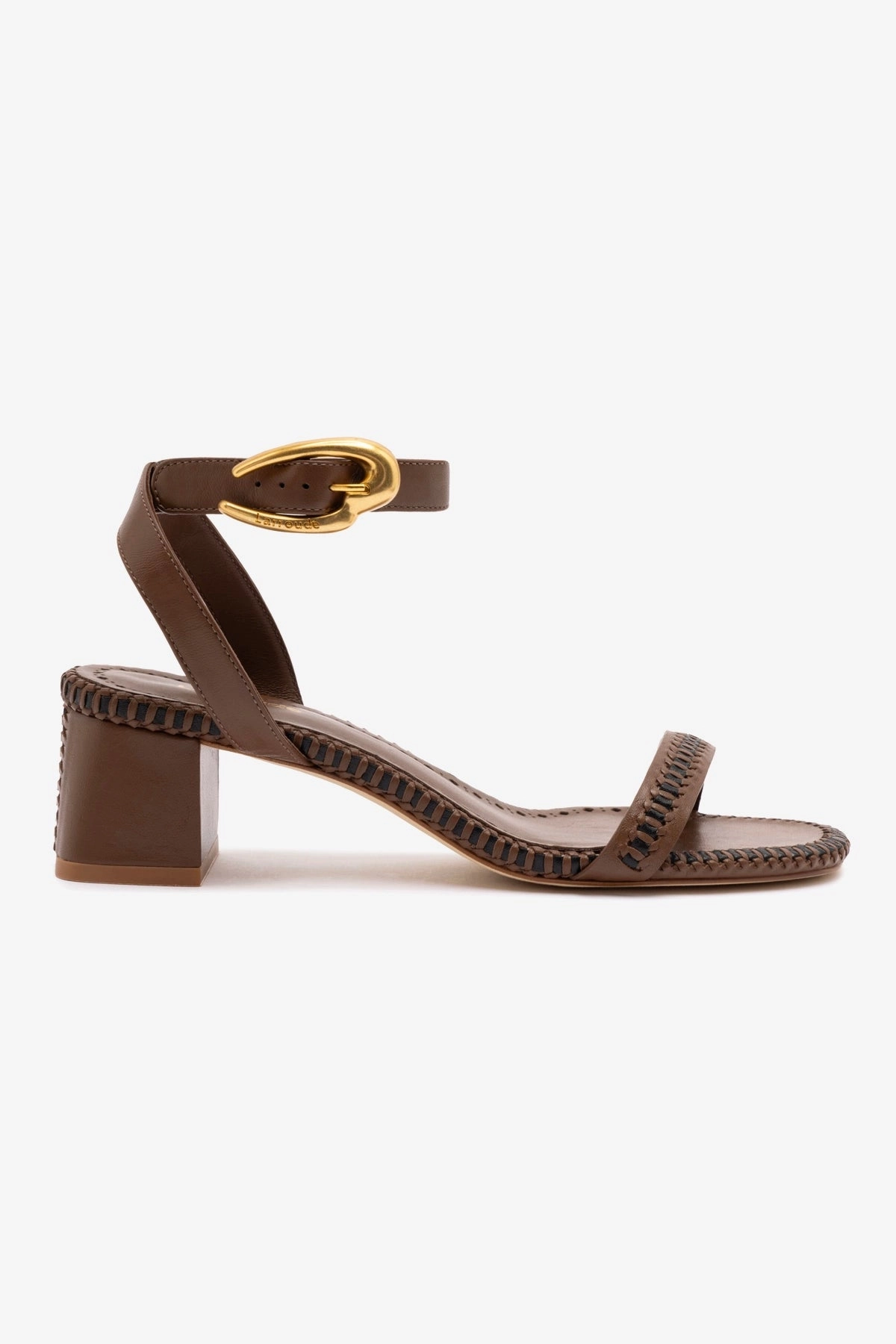 Recycled Plastic Construction Seamless Edge Binding Smooth Pad Verona Block Sandal In Burnt Umber Leather