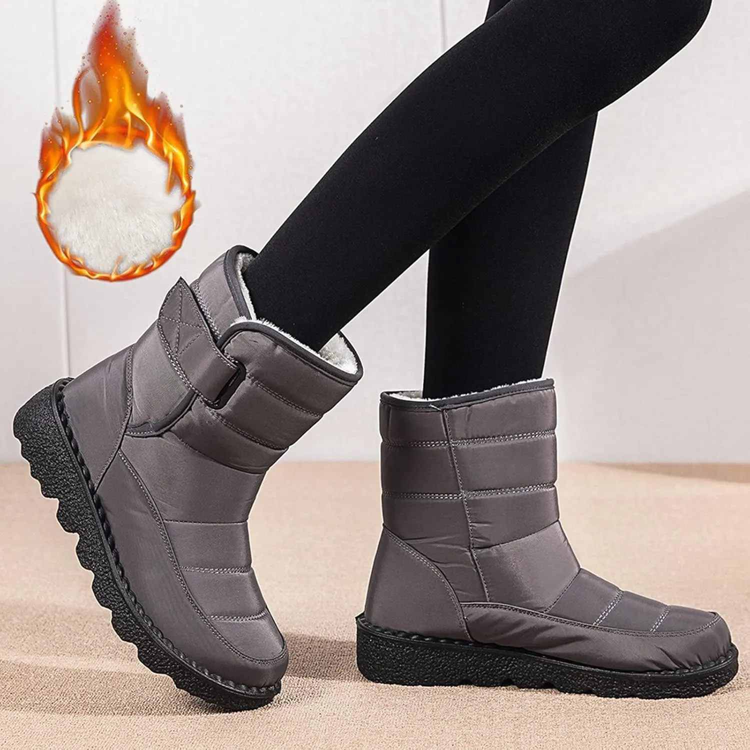 Snow Boots for Women Mid Calf Boots Women Winter Warm Outdoor Waterproof Comfortable Round Toe Platform Women Boots