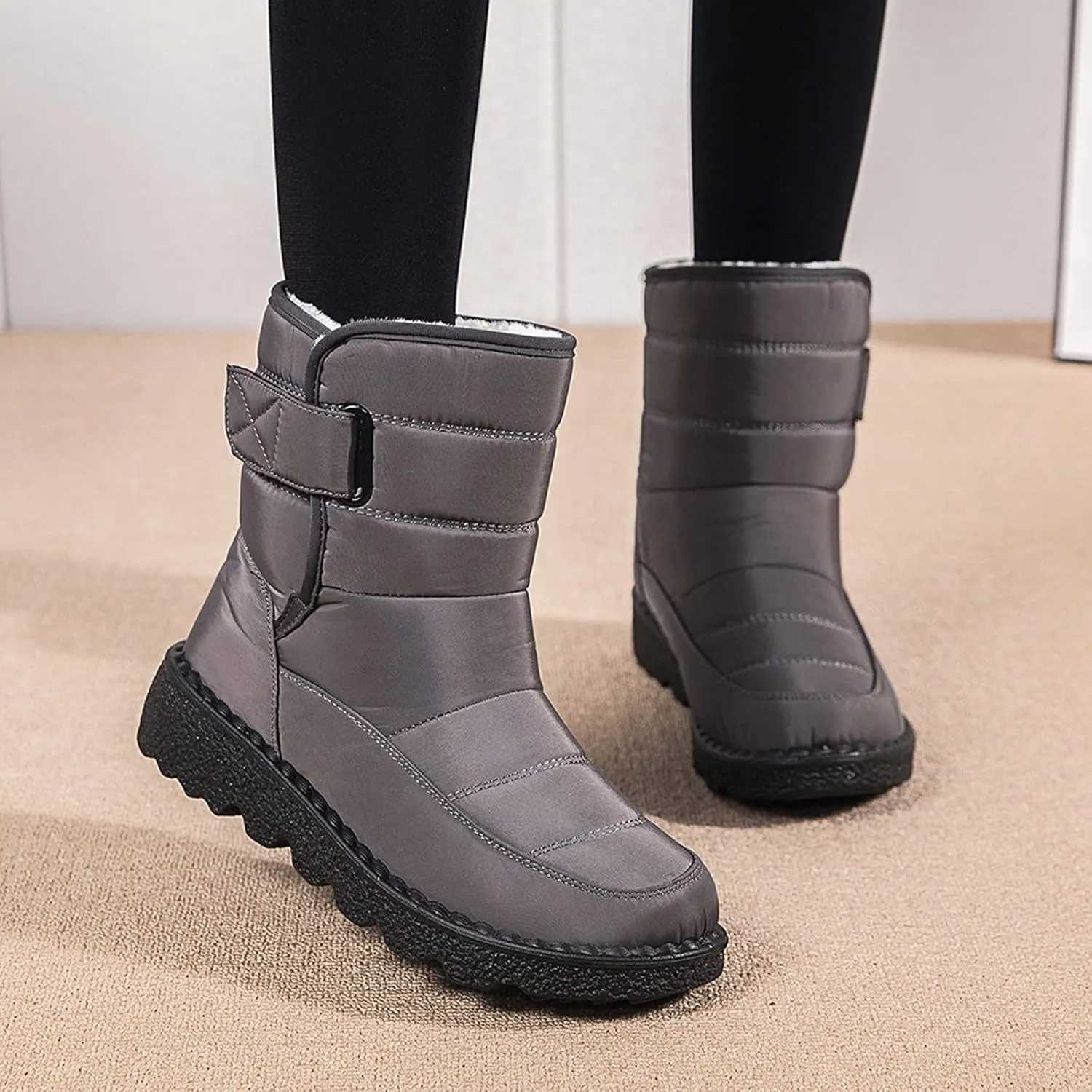 Snow Boots for Women Mid Calf Boots Women Winter Warm Outdoor Waterproof Comfortable Round Toe Platform Women Boots