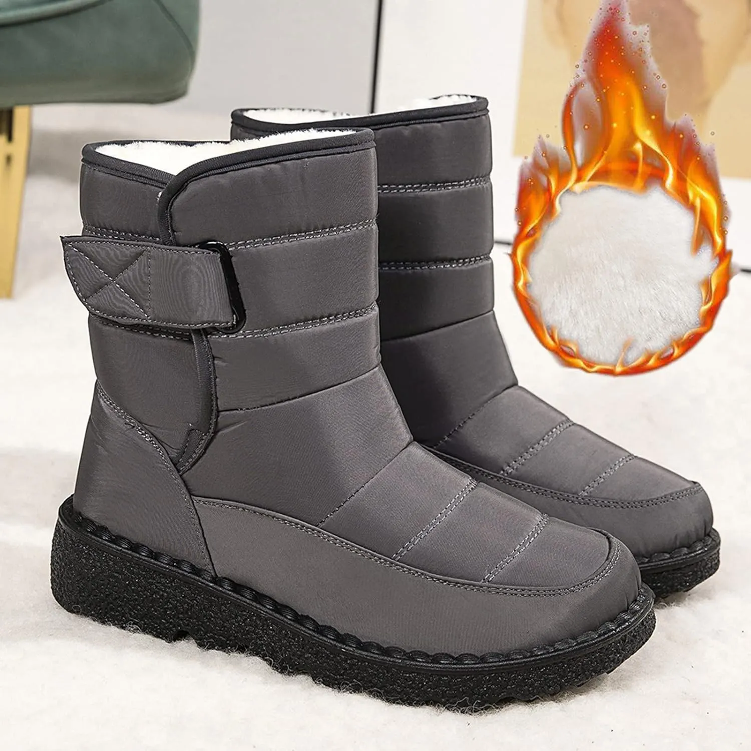 Snow Boots for Women Mid Calf Boots Women Winter Warm Outdoor Waterproof Comfortable Round Toe Platform Women Boots