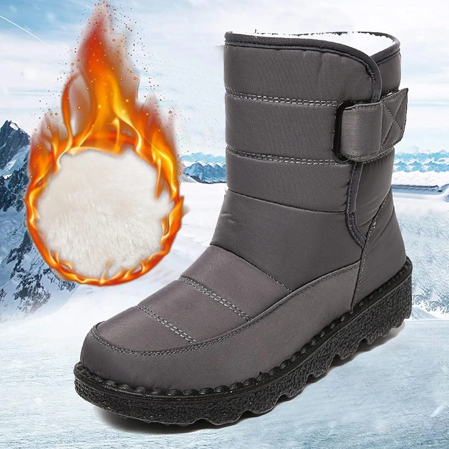 Snow Boots for Women Mid Calf Boots Women Winter Warm Outdoor Waterproof Comfortable Round Toe Platform Women Boots