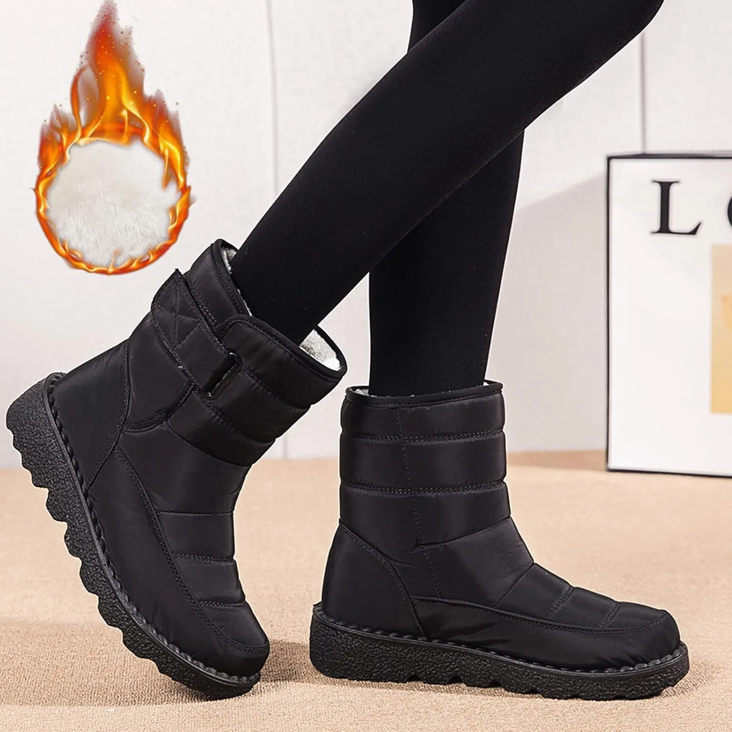 Snow Boots for Women Waterproof Mid Calf Boots for Women Girls Snow Winter Short Boots For Women Outdoor Warm Booties