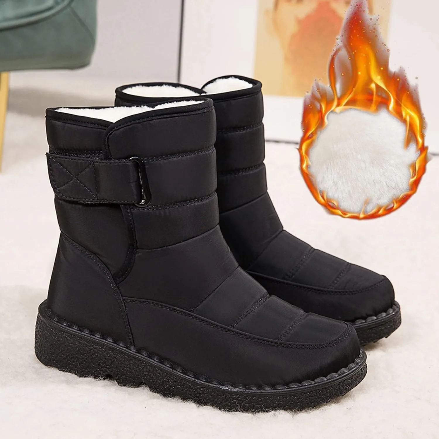 Snow Boots for Women Waterproof Mid Calf Boots for Women Girls Snow Winter Short Boots For Women Outdoor Warm Booties