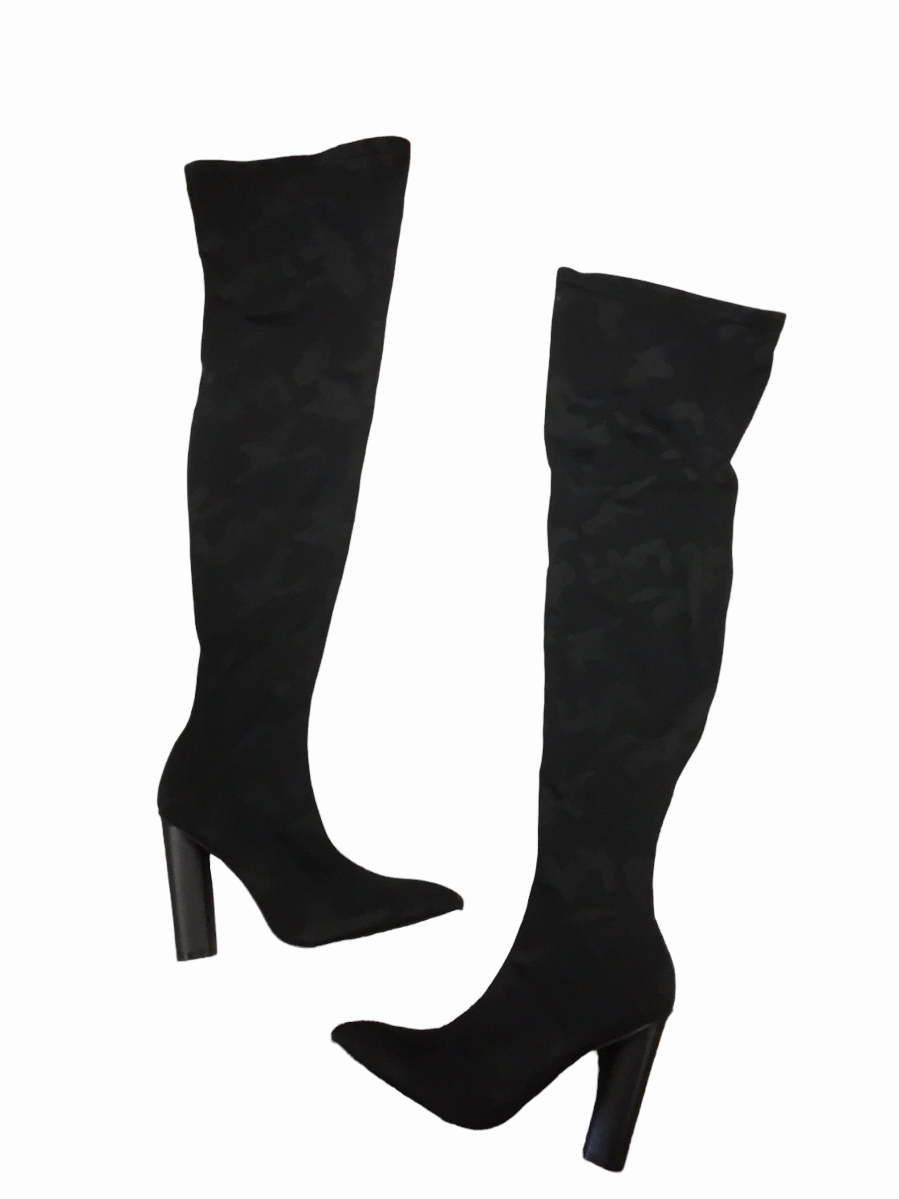 Adjustable Straps Boots Knee Heels By Clothes Mentor  Size: 7
