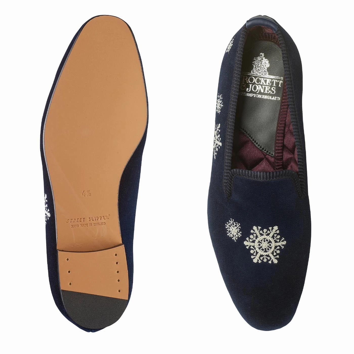 Removable Footbed Snowflakes Navy Velvet