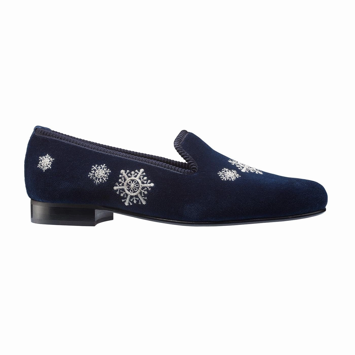 Comfortable Snowflakes Navy Velvet