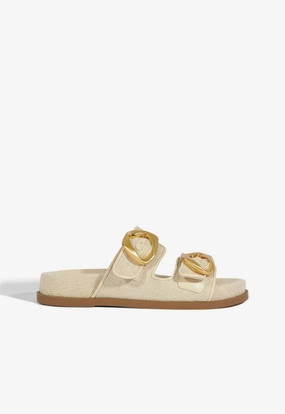 Olga Beige Linen Sporty Sandal Kids Fun