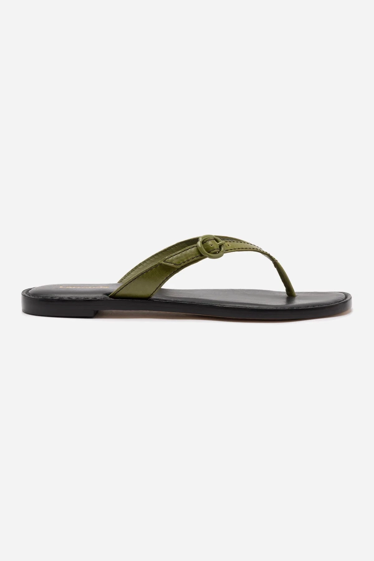 Mary Kate Flat Sandal In Seaweed Leather Fashionable