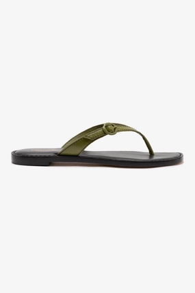 All-day Slip-ons Harvest Walk Mary Kate Flat Sandal In Seaweed Leather