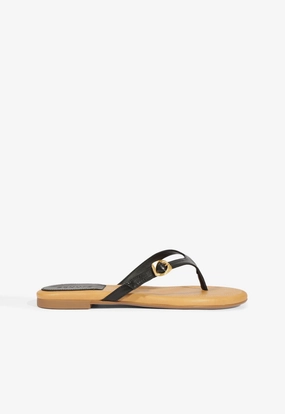 School Style Sonia Black Leather Flat Sandal
