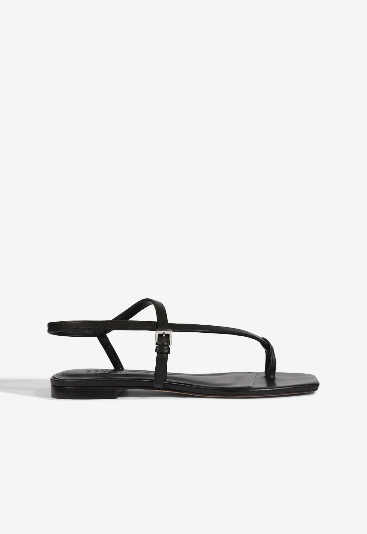 Lisa Black Leather Flat Sandal Long Walk Wide Base Stabilization
