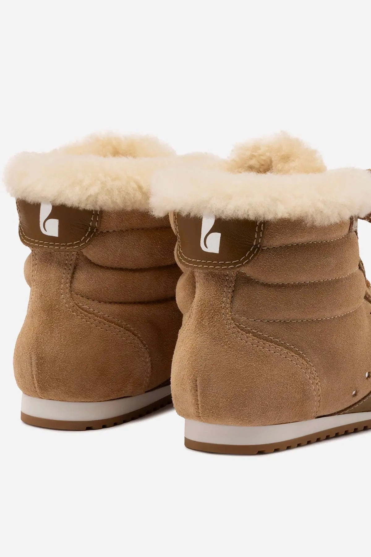 Air Vent Stella Mid Sneaker In Peanut Suede And Natural Shearling