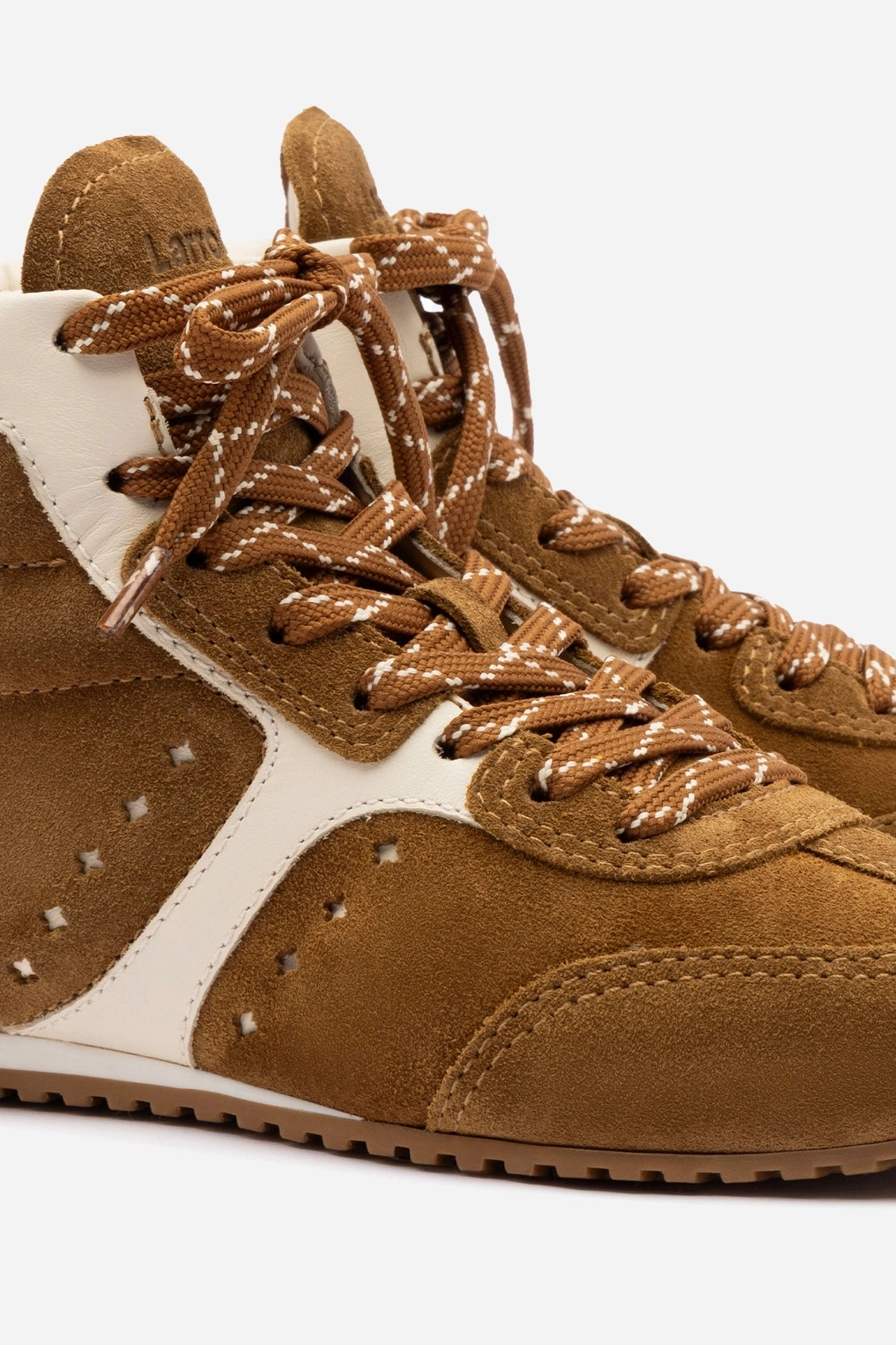 Food Glow Simple Comfort Stella Mid Sneaker In Russet Suede and Ivory Leather