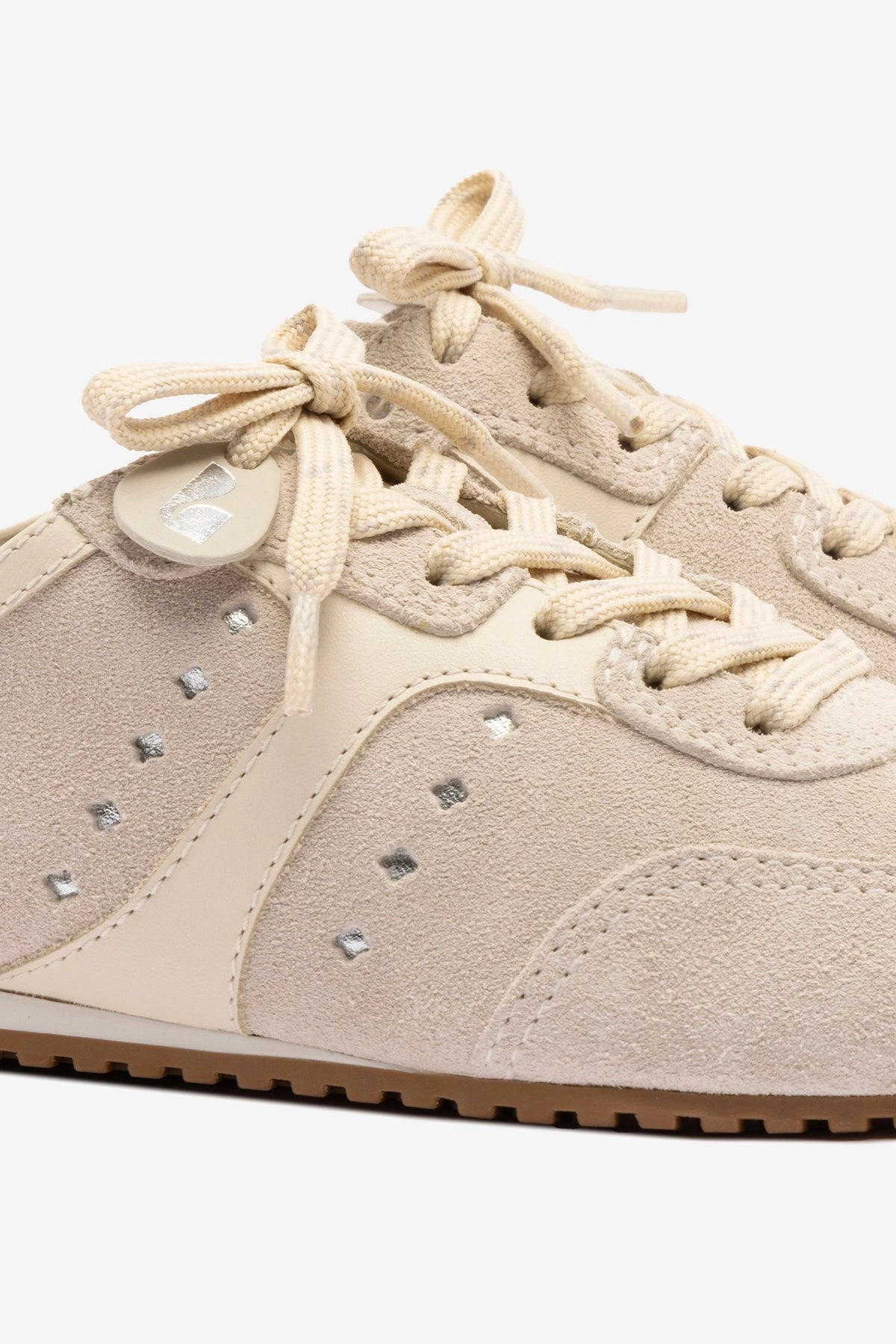 Stella Mule In Mushroom Grey Suede and Ivory Leather Hill Step Marina Walk