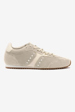 Stella Sneaker In Mushroom Grey Suede and Ivory Leather High Glow