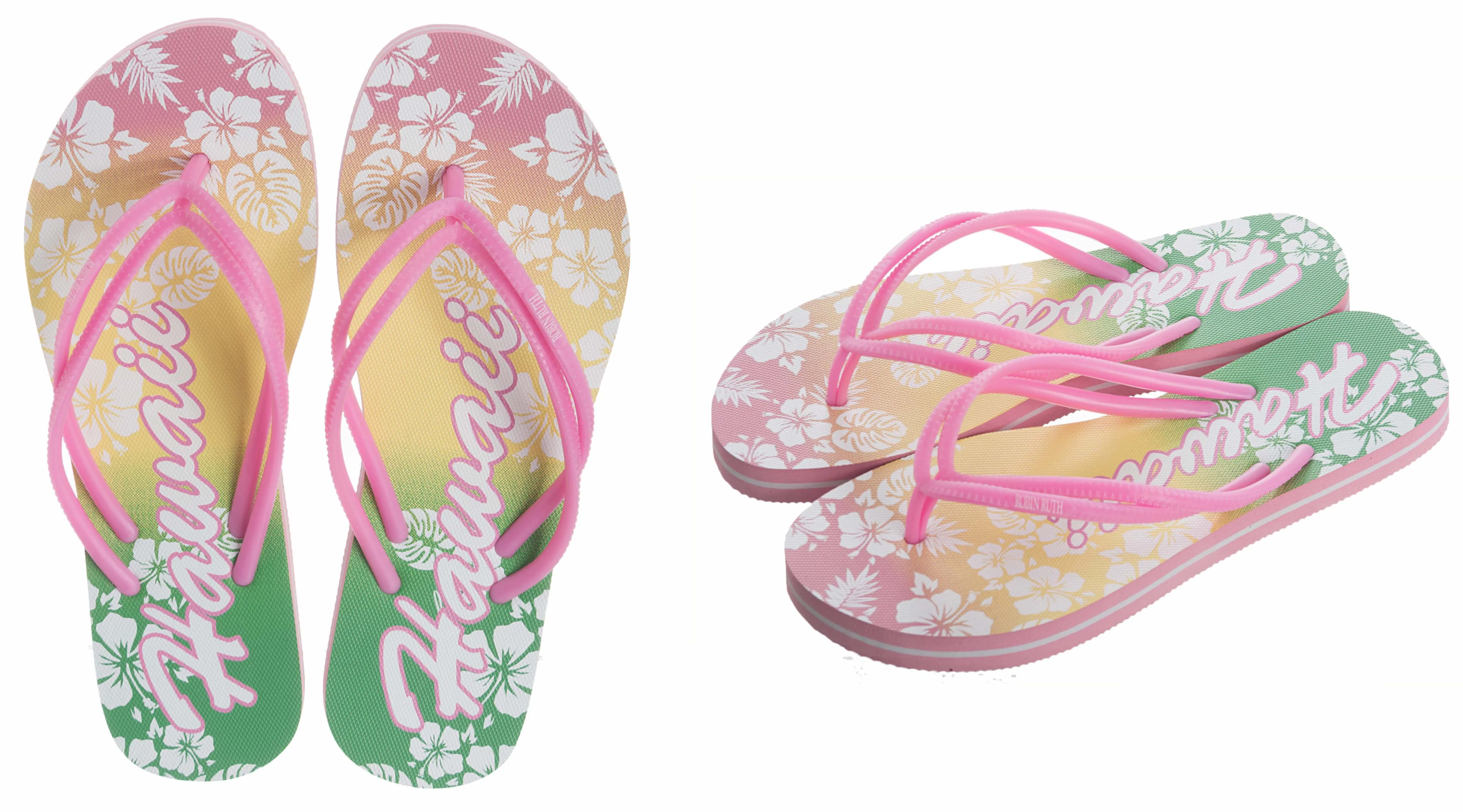 Step up your beach game: Discover the allure of our double strap Hawaii Hibiscus Flip Flops