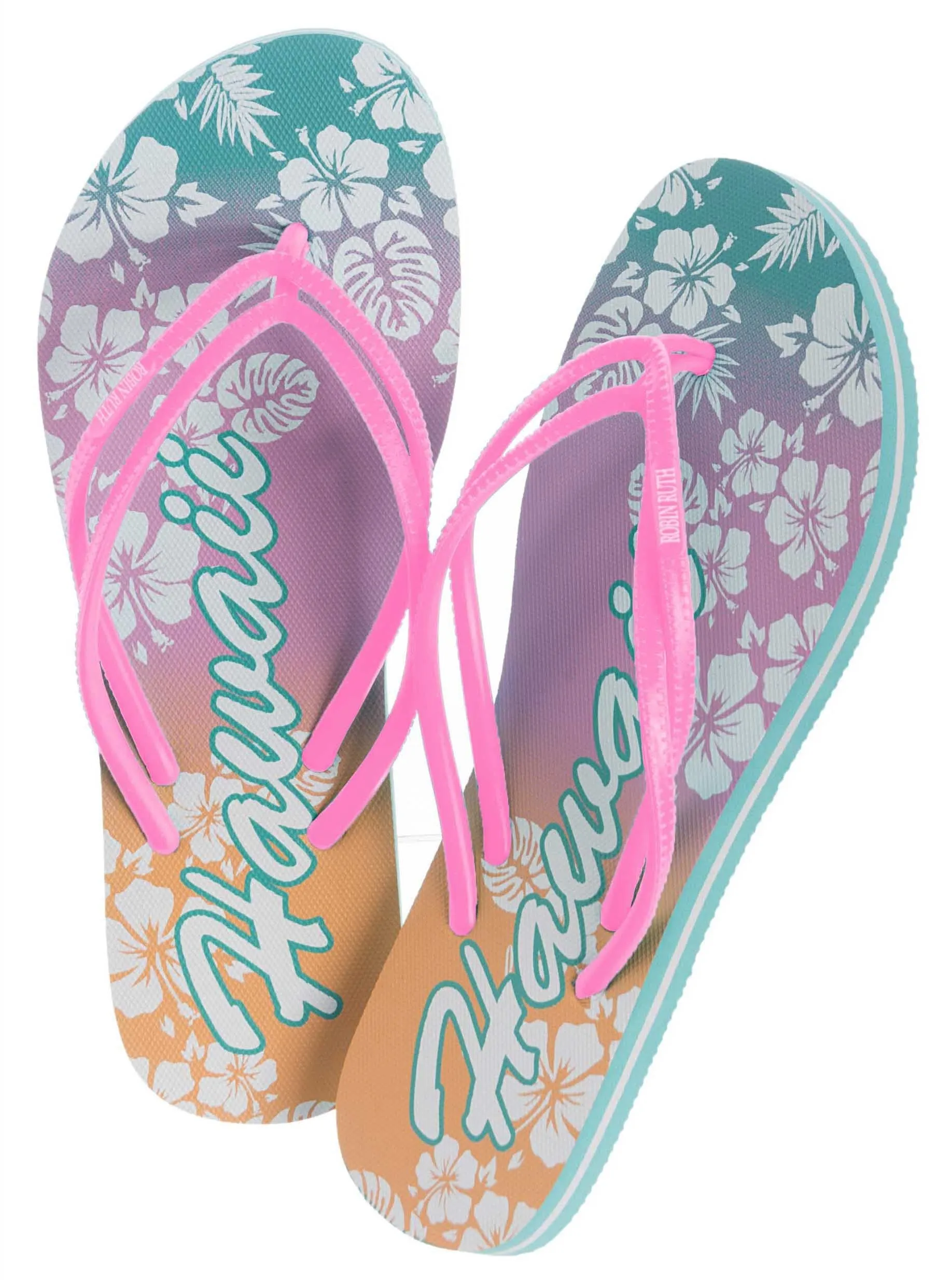 Step up your beach game: Discover the allure of our double strap Hawaii Hibiscus Flip Flops