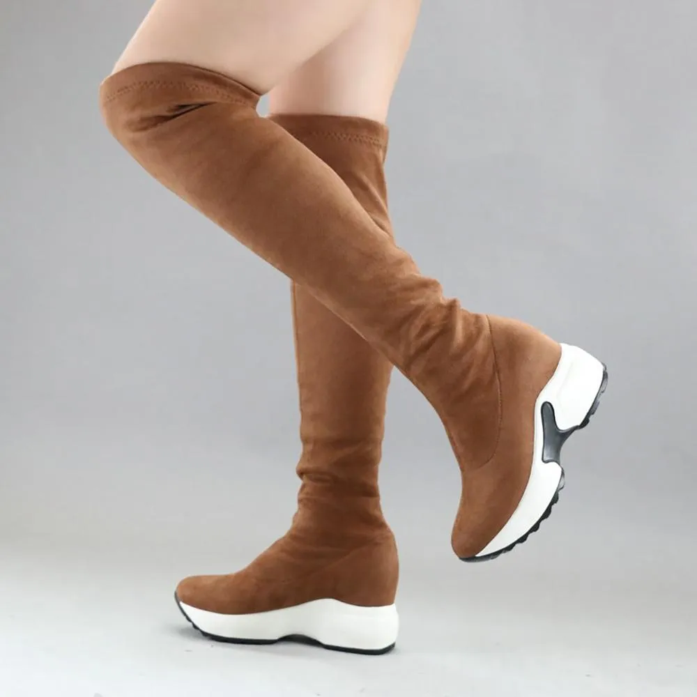 Stretched Fabric Over The Knee Boots