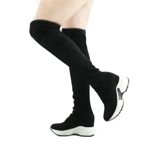 Stretched Fabric Over The Knee Boots