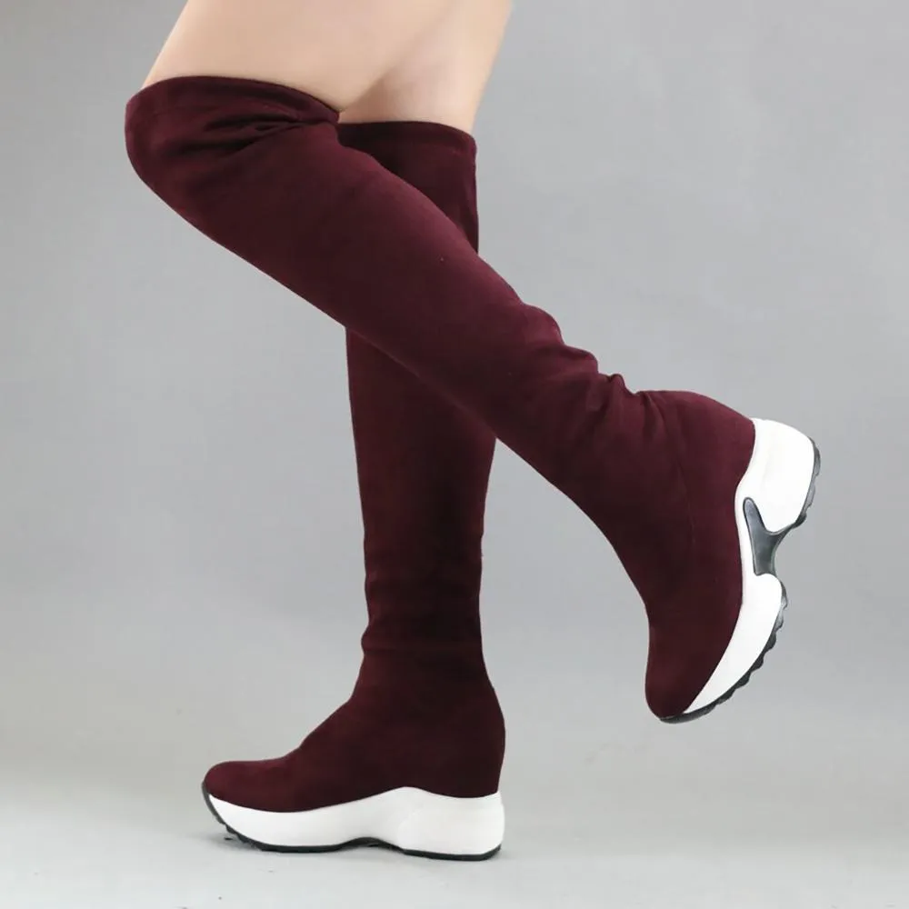 Stretched Fabric Over The Knee Boots