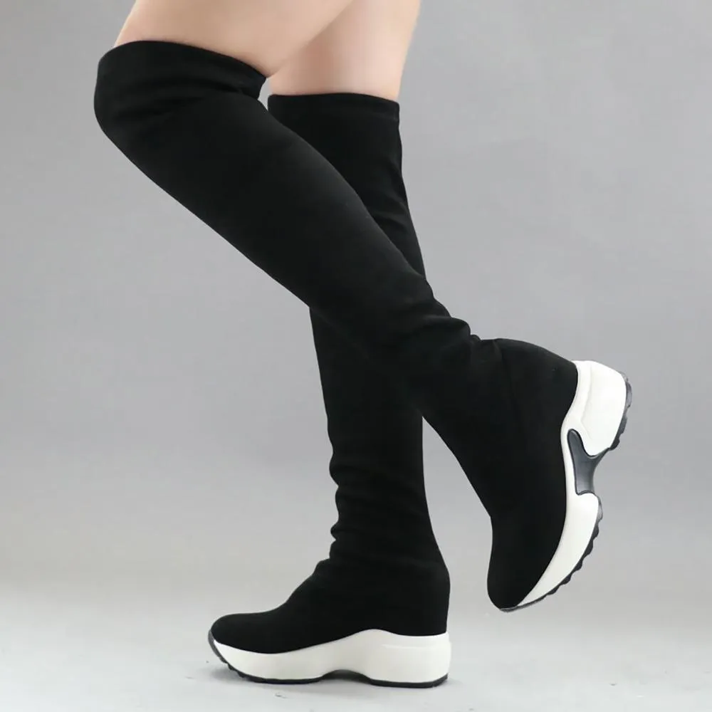 Stretched Fabric Over The Knee Boots