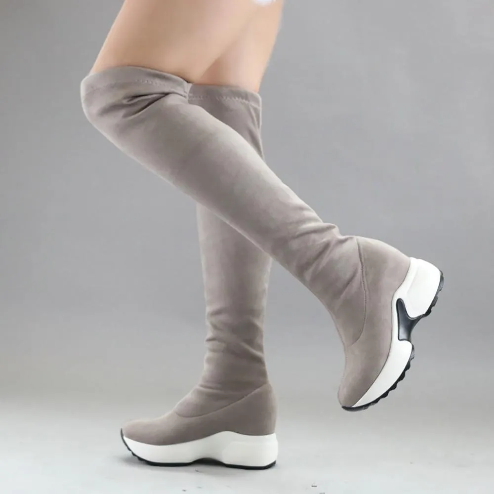 Stretched Fabric Over The Knee Boots