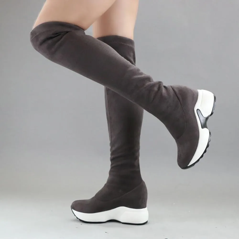 Stretched Fabric Over The Knee Boots