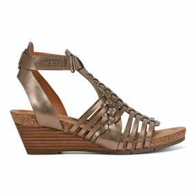 Hattie Round Toe Strappy Wedge Sandals Padded Touch